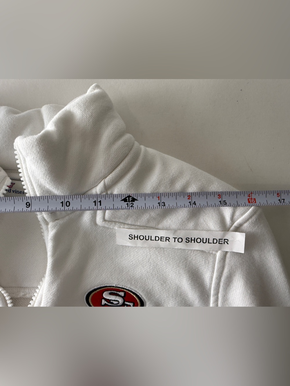 Vineyard Vines Women's San Francisco 49er's White 1/4 Zip Sweatshirt NFL EUC SM - Picture 8 of 11